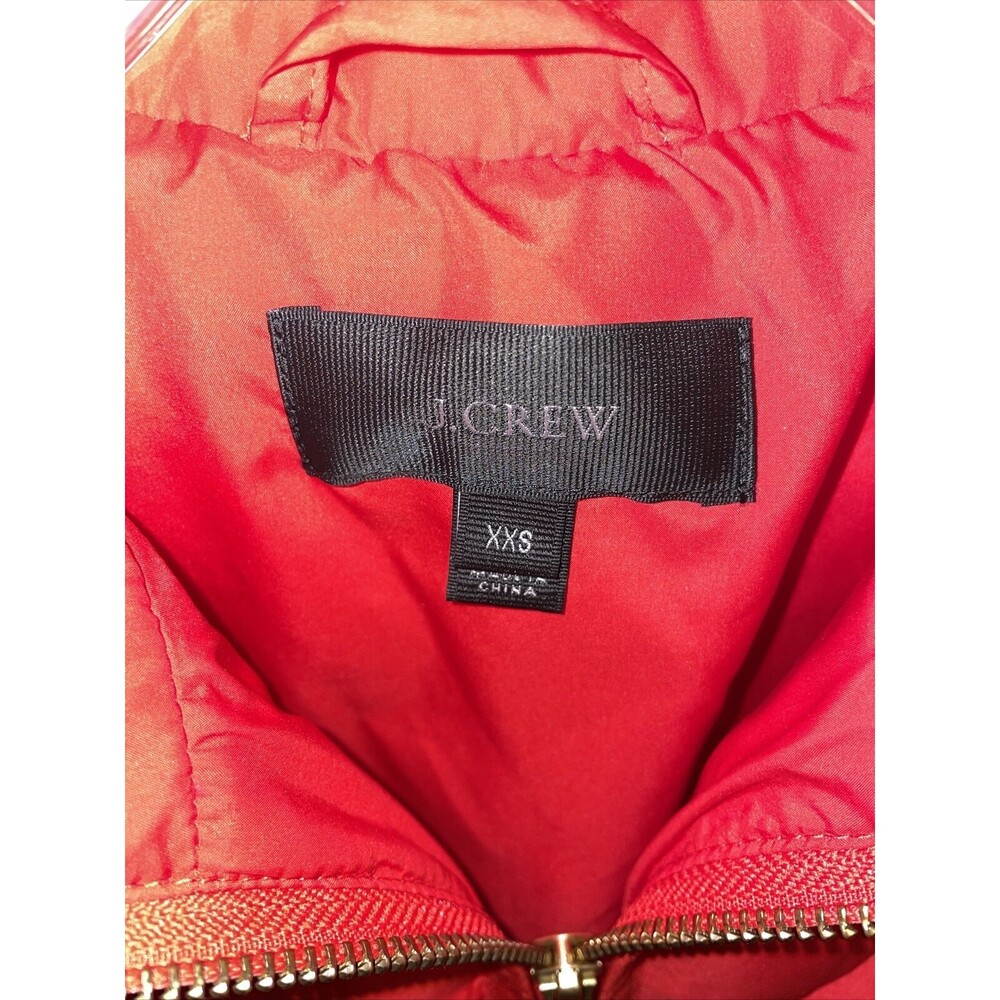 J. Crew Puffer Vest Women’s Size XXS Red Zip Front Pockets Down Insulation - Picture 2 of 12